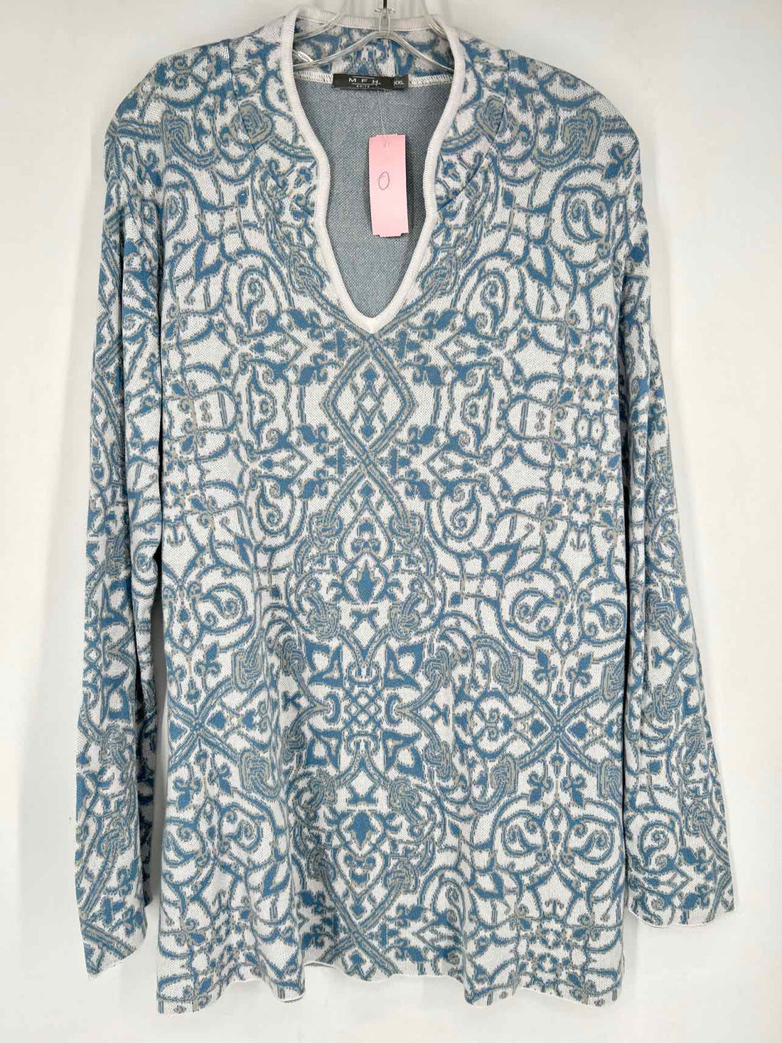 MFH Size XXL White & Blue Print Sweater