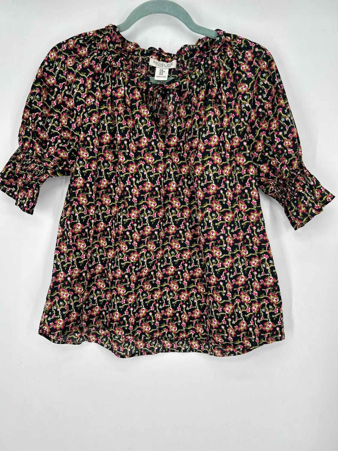 Rachel Zoe Size M Black Print Short Sleeve