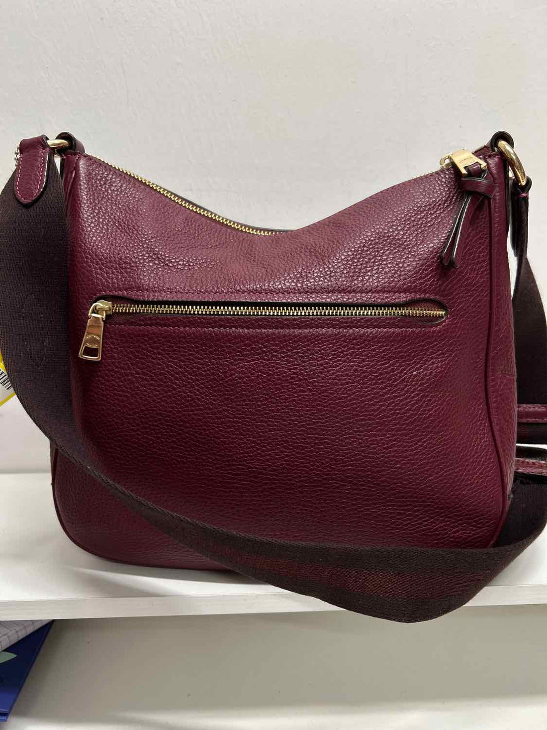 Coach Burgundy Pebbled Leather Shoulder