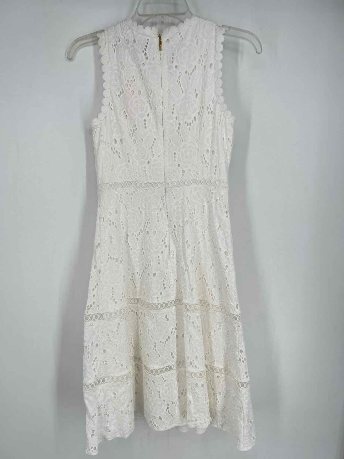 Karl Lagerfeld Size 0 White Eyelet Sleeveless Dress