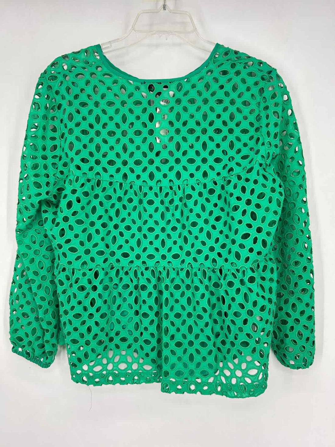 J Crew Size M Green Eyelet Long Sleeve
