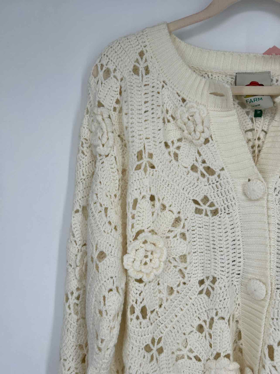 Farm for Anthropologie Size M White NWT Cardigan