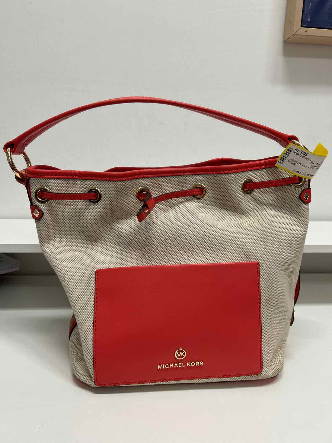 Michael Kors Coral & Cream Canvas/Leather NWT Purse