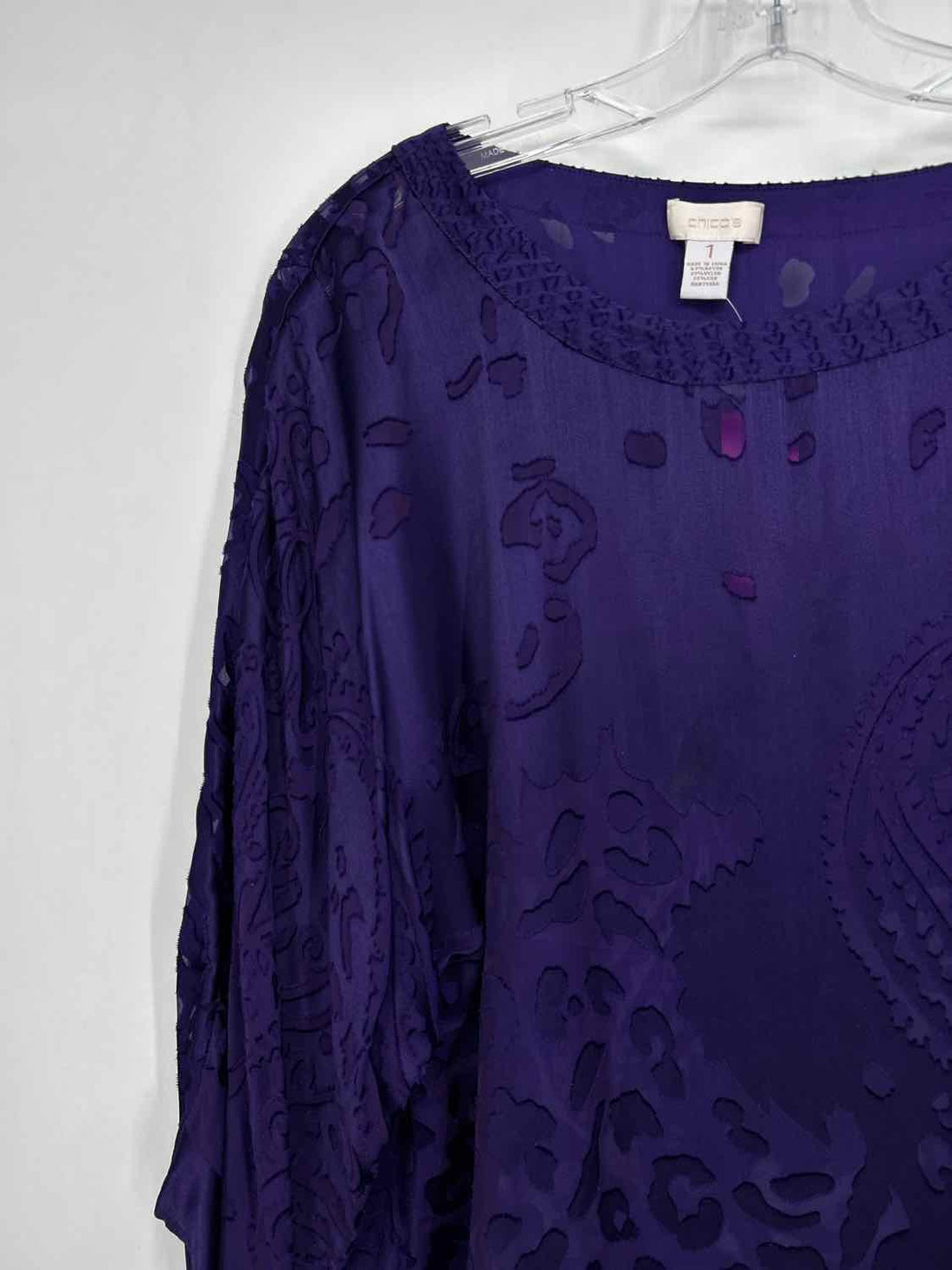 Chicos Size 1(M) Dark Purple Long Sleeve