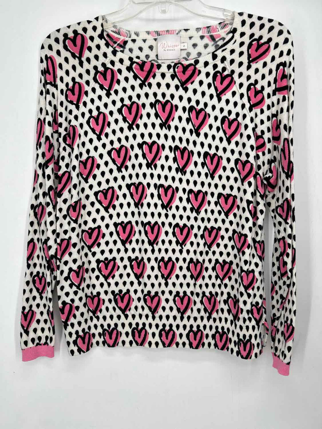 Whisper by Brodie Size S White Black & Pink Sweater