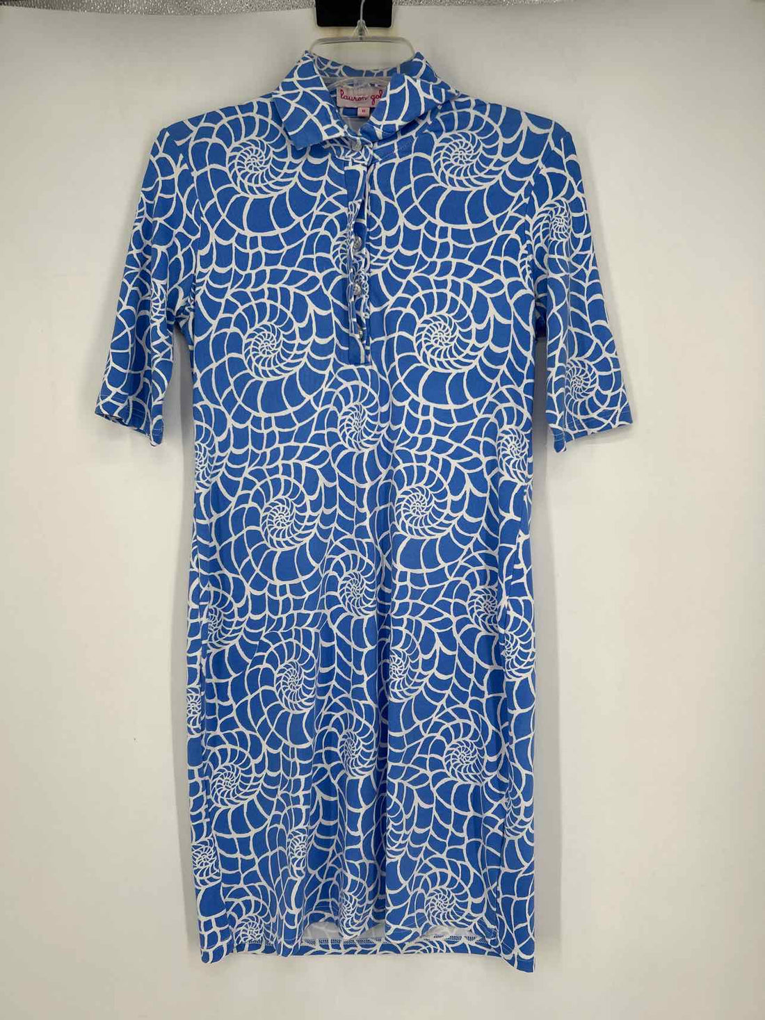 Lauren gold Size M Blue & White Print Short Sleeve Dress