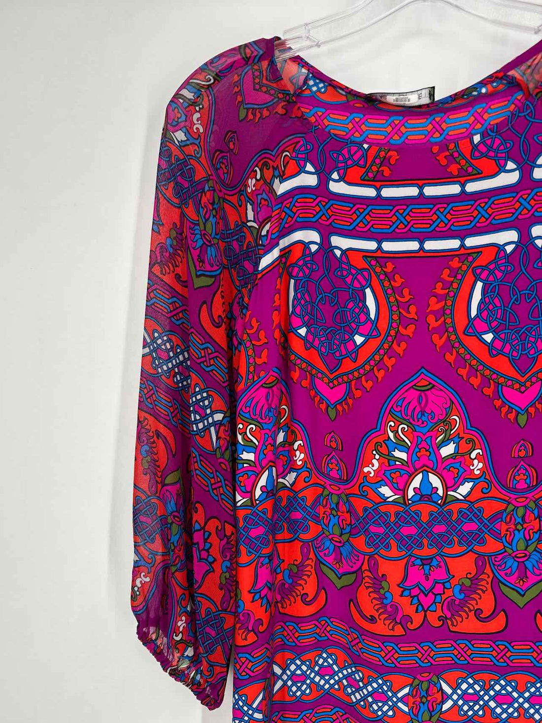 Alice & Trixie Size XS Purple & Red Print Silk Long Sleeve Dress