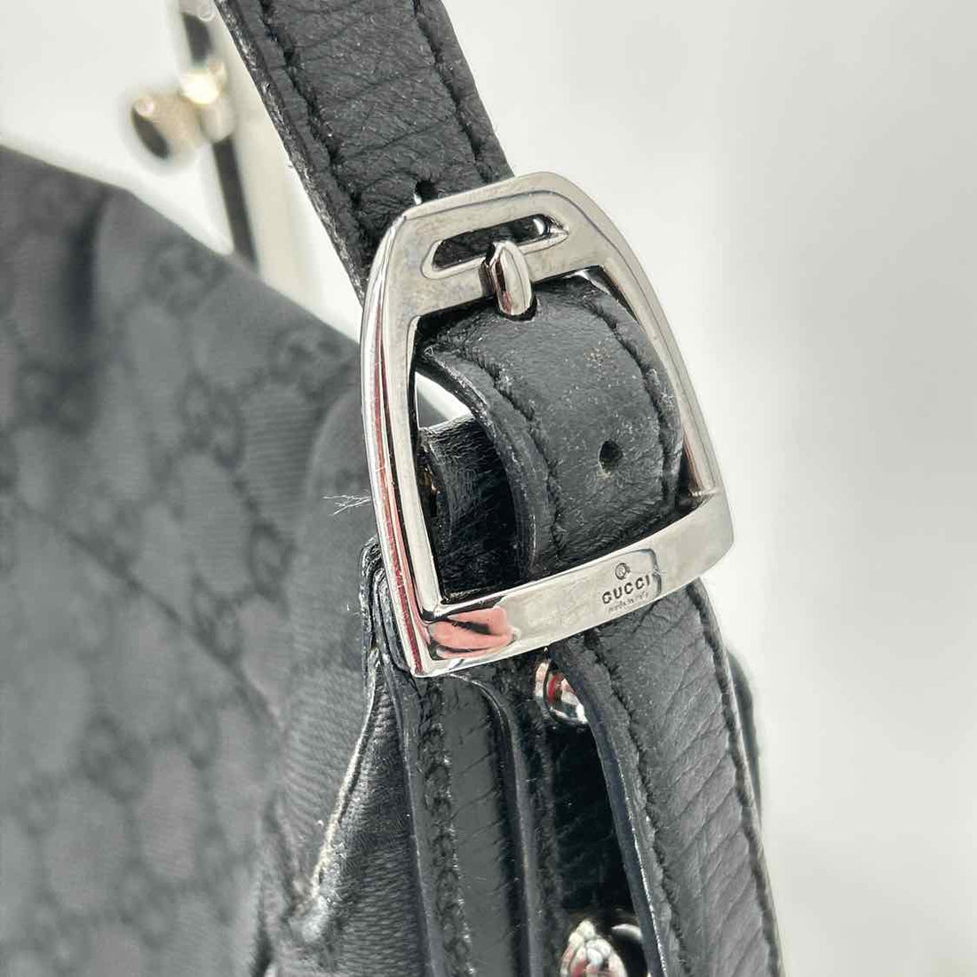 Gucci GG Canvas Horsebit Chain Black Vintage LUXURY