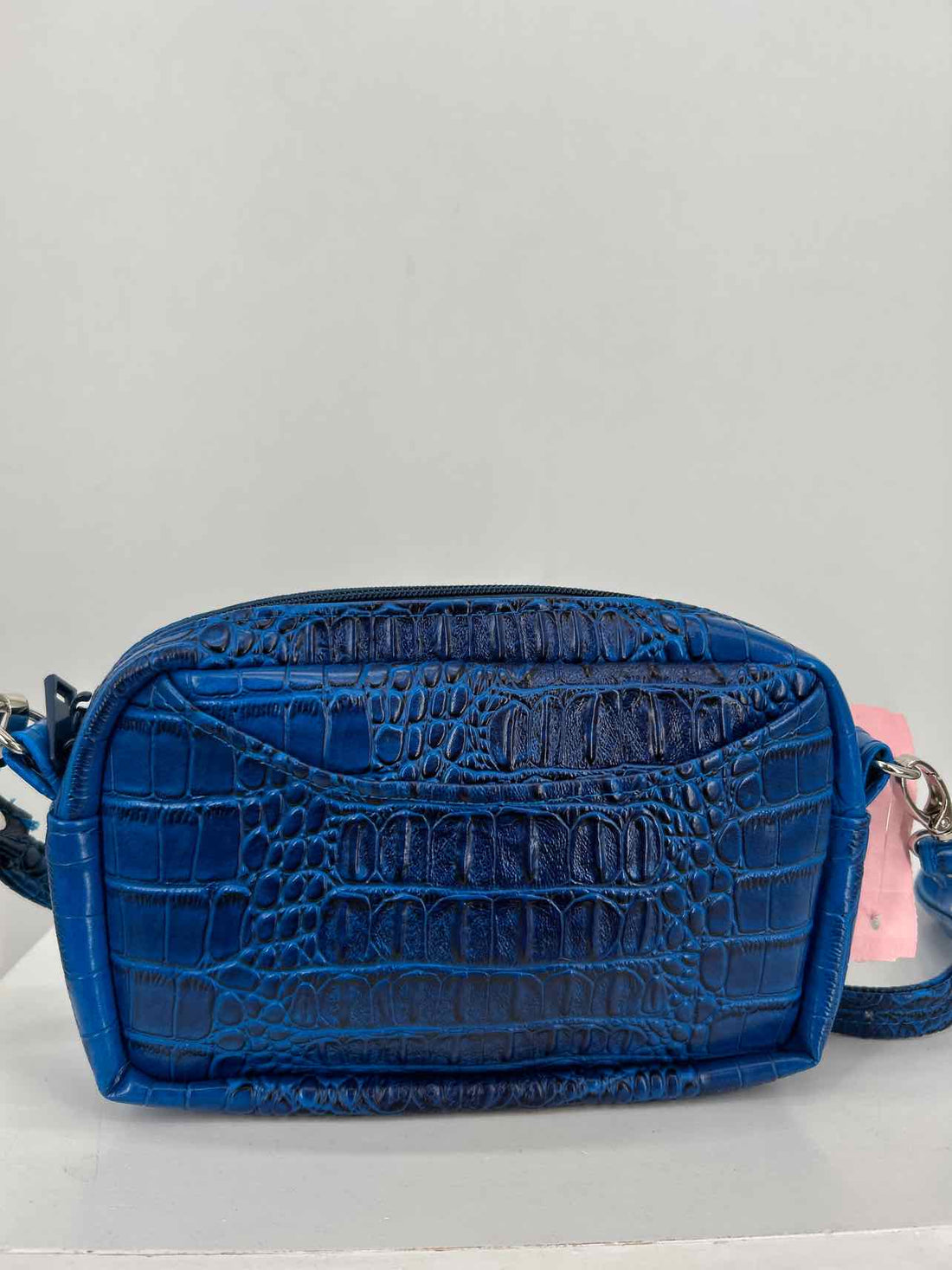 Betsy Lee Blue Faux Croc Embossed Leather Pre Owned Shoulder