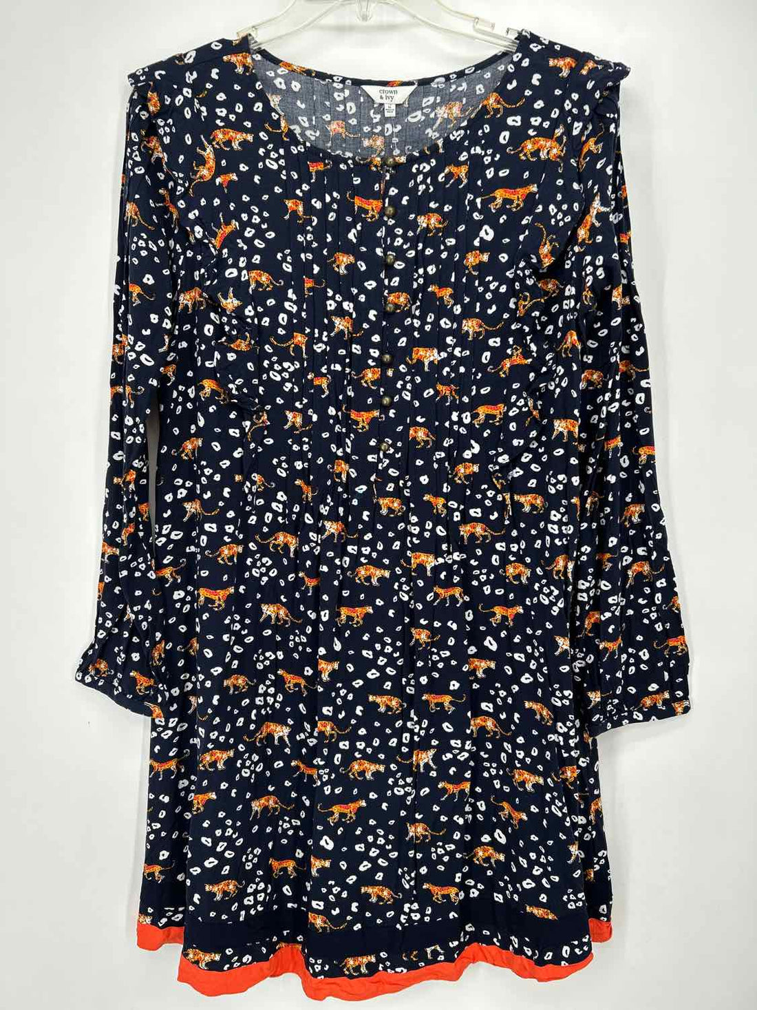 Crown & Ivy Size M Navy & White Long Sleeve Dress