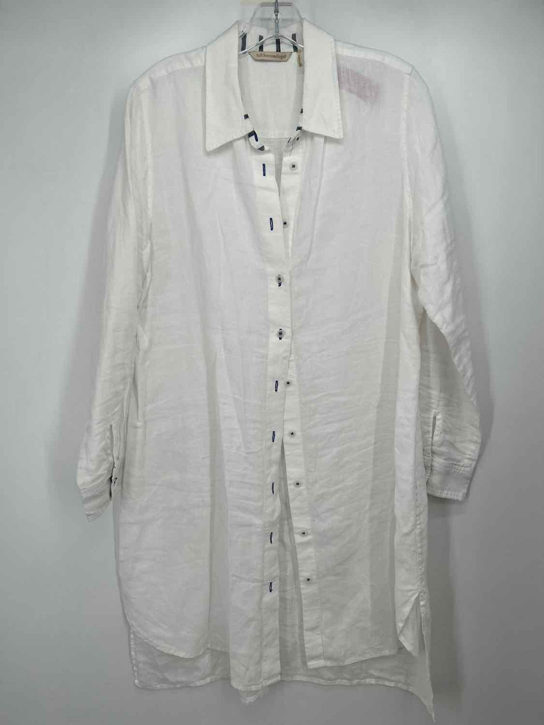 Soft Surroundings Size L White Linen 100% Long Sleeve Dress