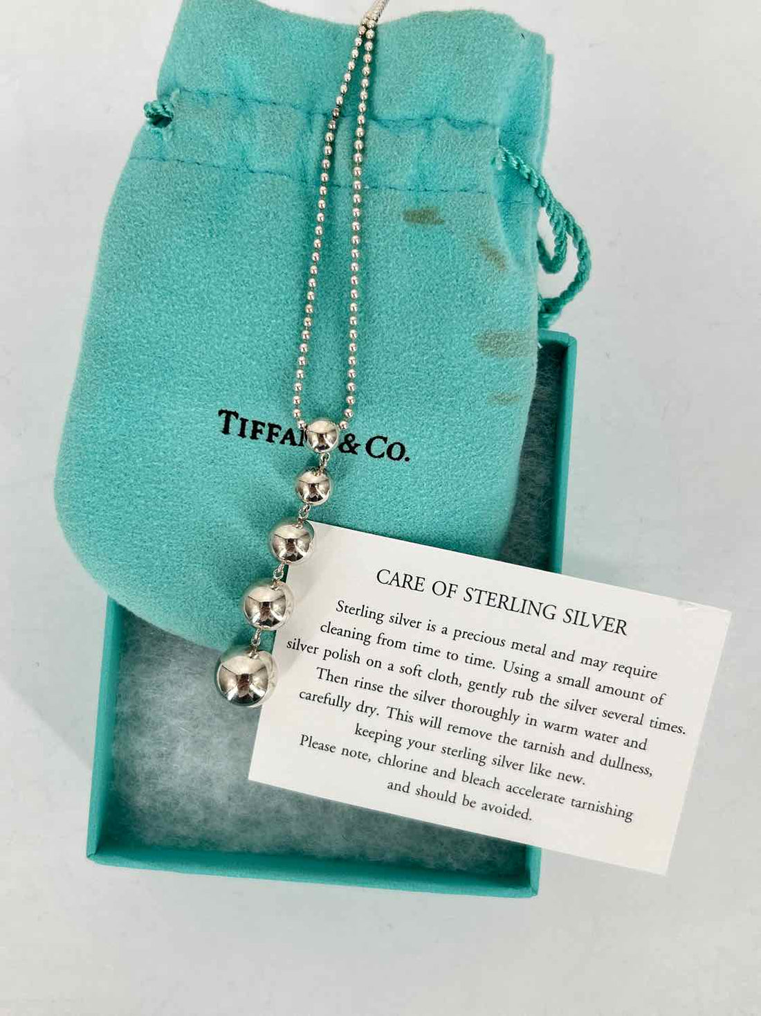 Tiffany & Co Graduated 5 Bead Necklace Sterling Silver Silver Pre Owned LUXURY