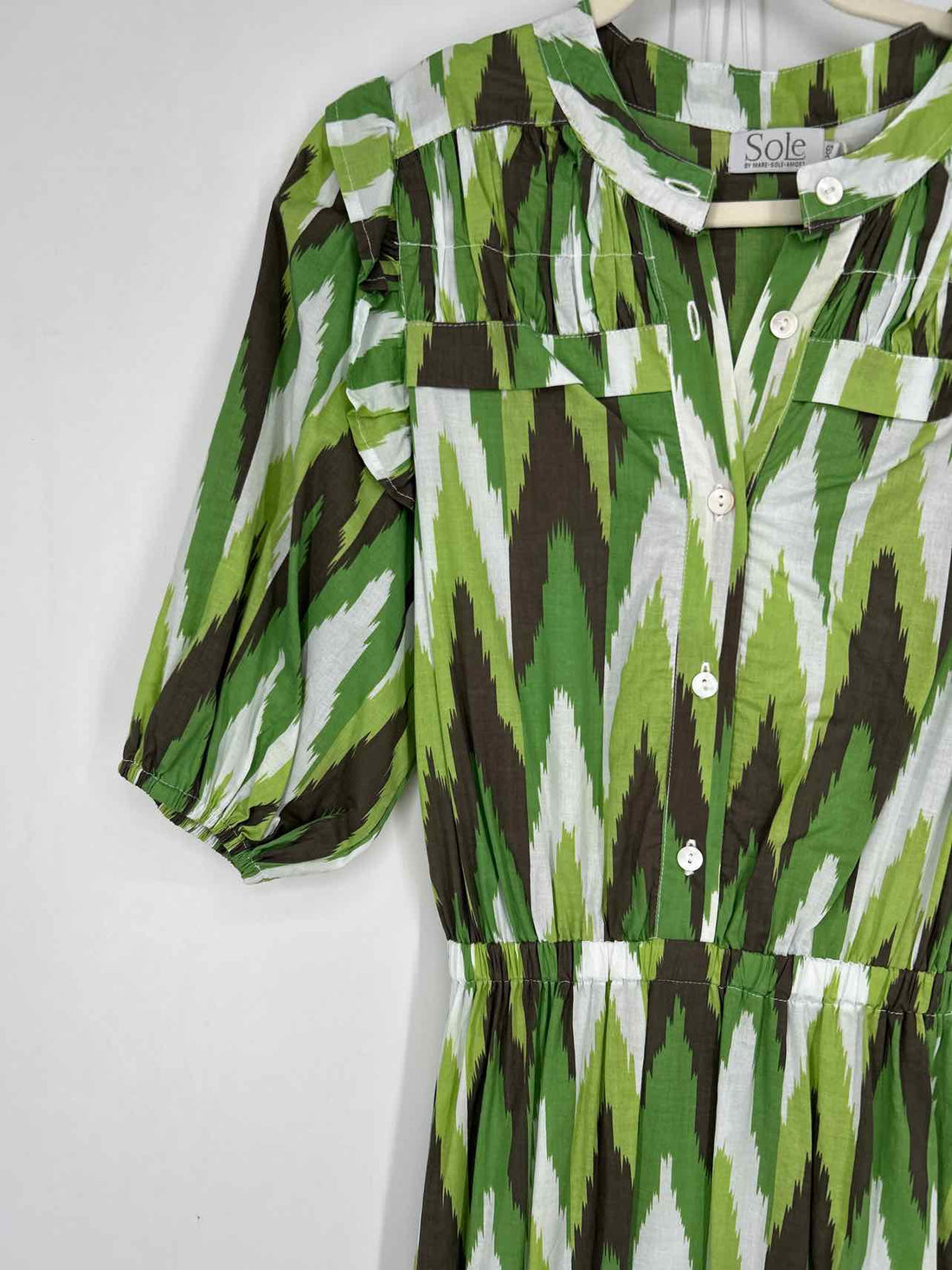 SoLe XS Green & White Print New Boutique Dress
