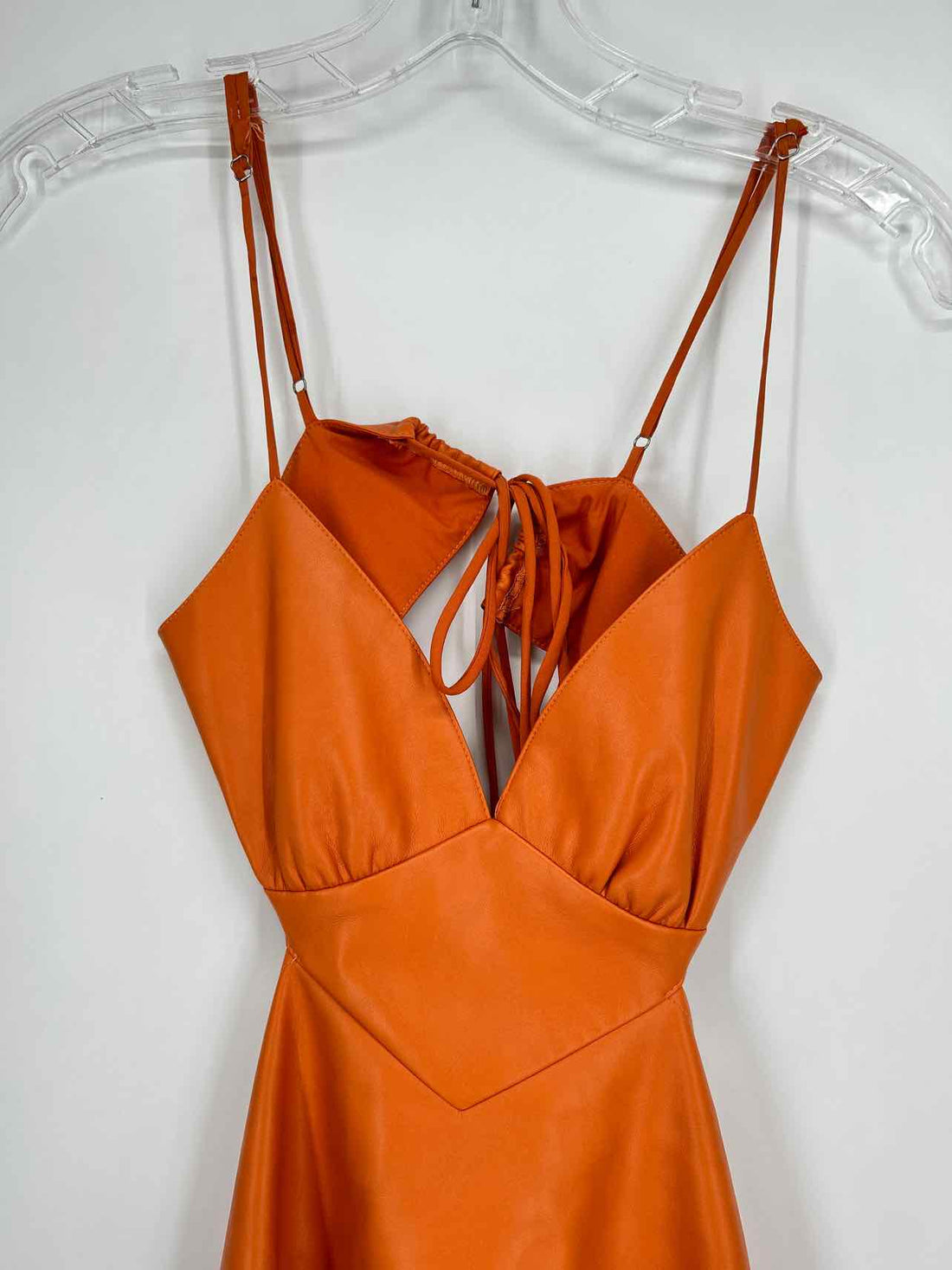 Brooklyn Karma Size S Orange Faux Leather Dress
