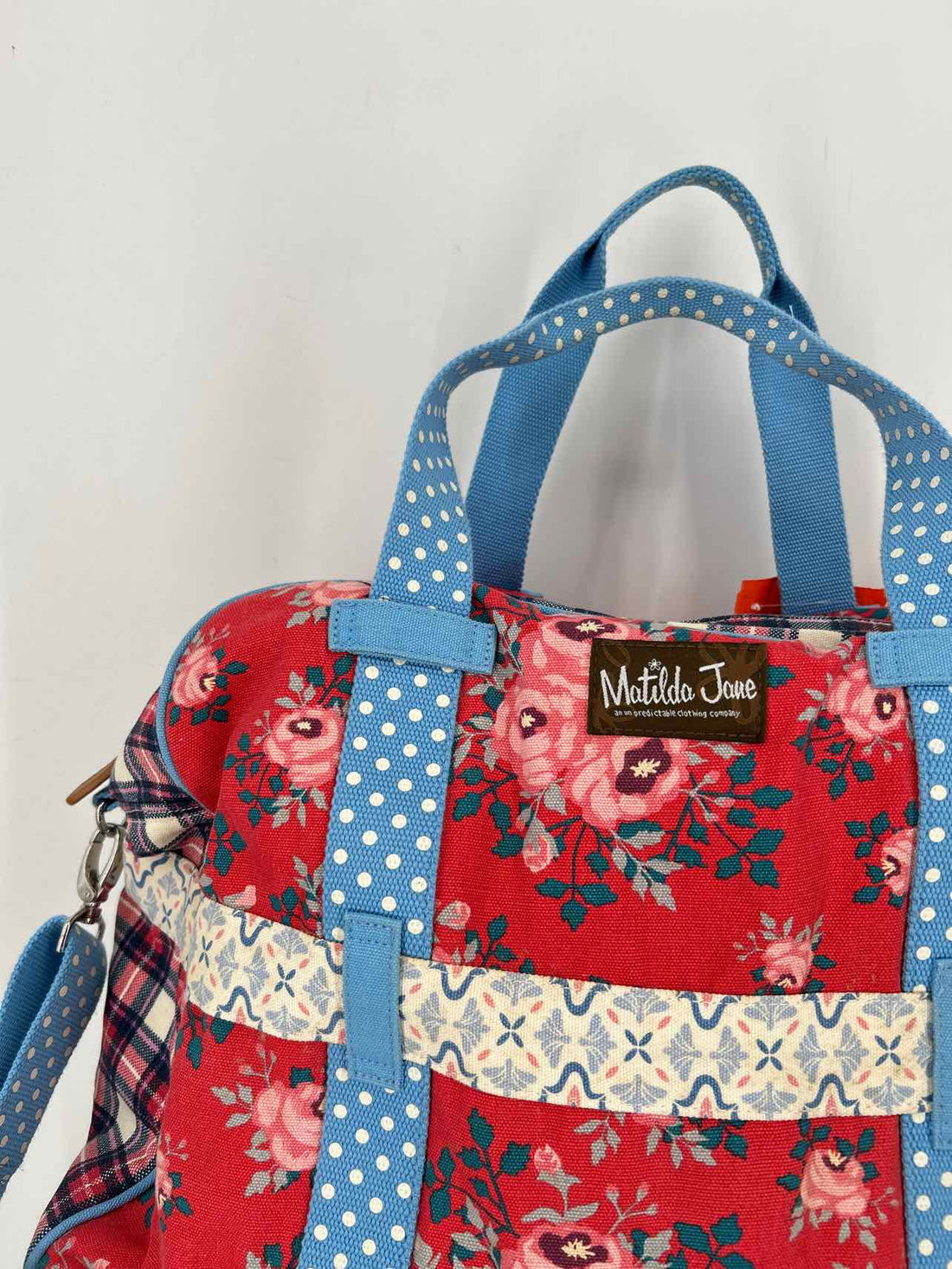 Matilda Jane Red & Blue Print Canvas Pre Owned Duffel