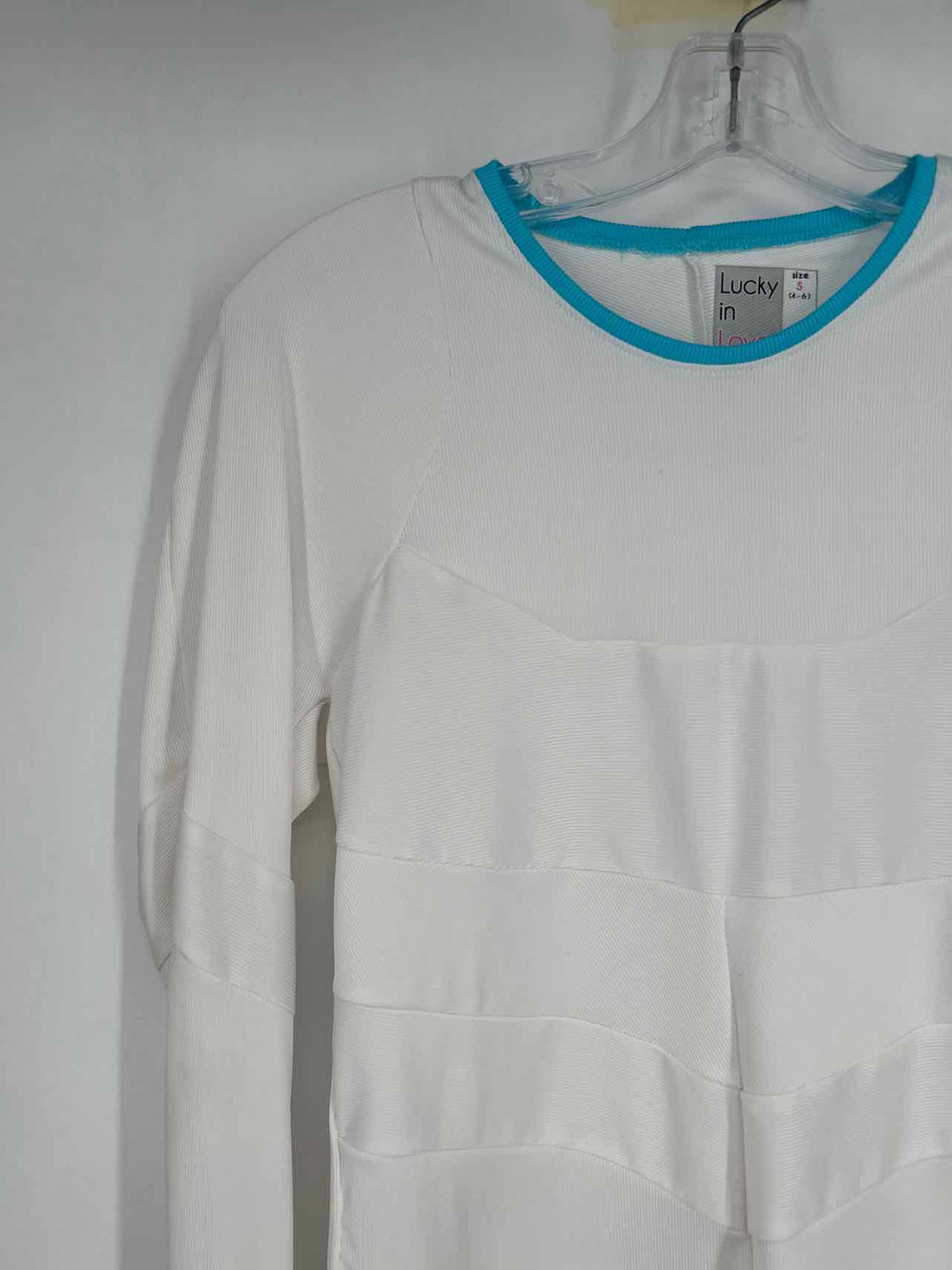 Lucky In Love Size S White & Aqua Long Sleeve Active Tops