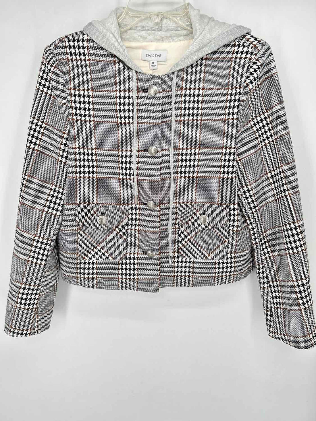 Evereve Size M Gray Plaid Jacket