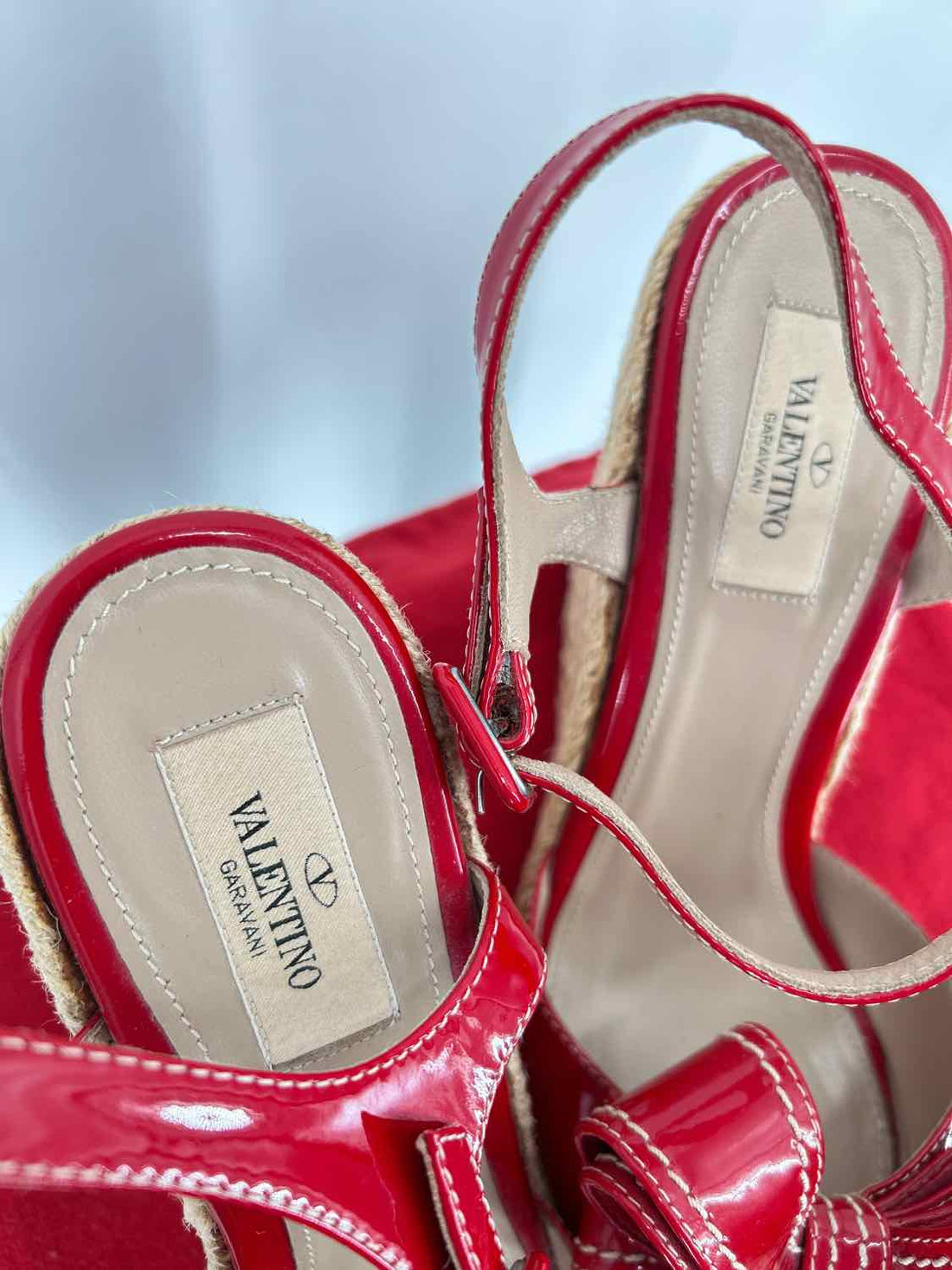 Valentino Garavani Women Size 40(9) Red Patent Leather Wedges