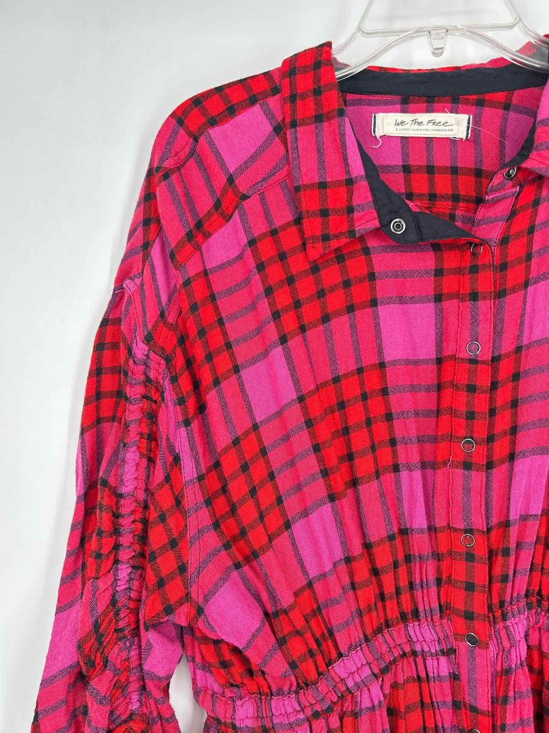 We The Free Size XL Pink & Red Plaid Long Sleeve