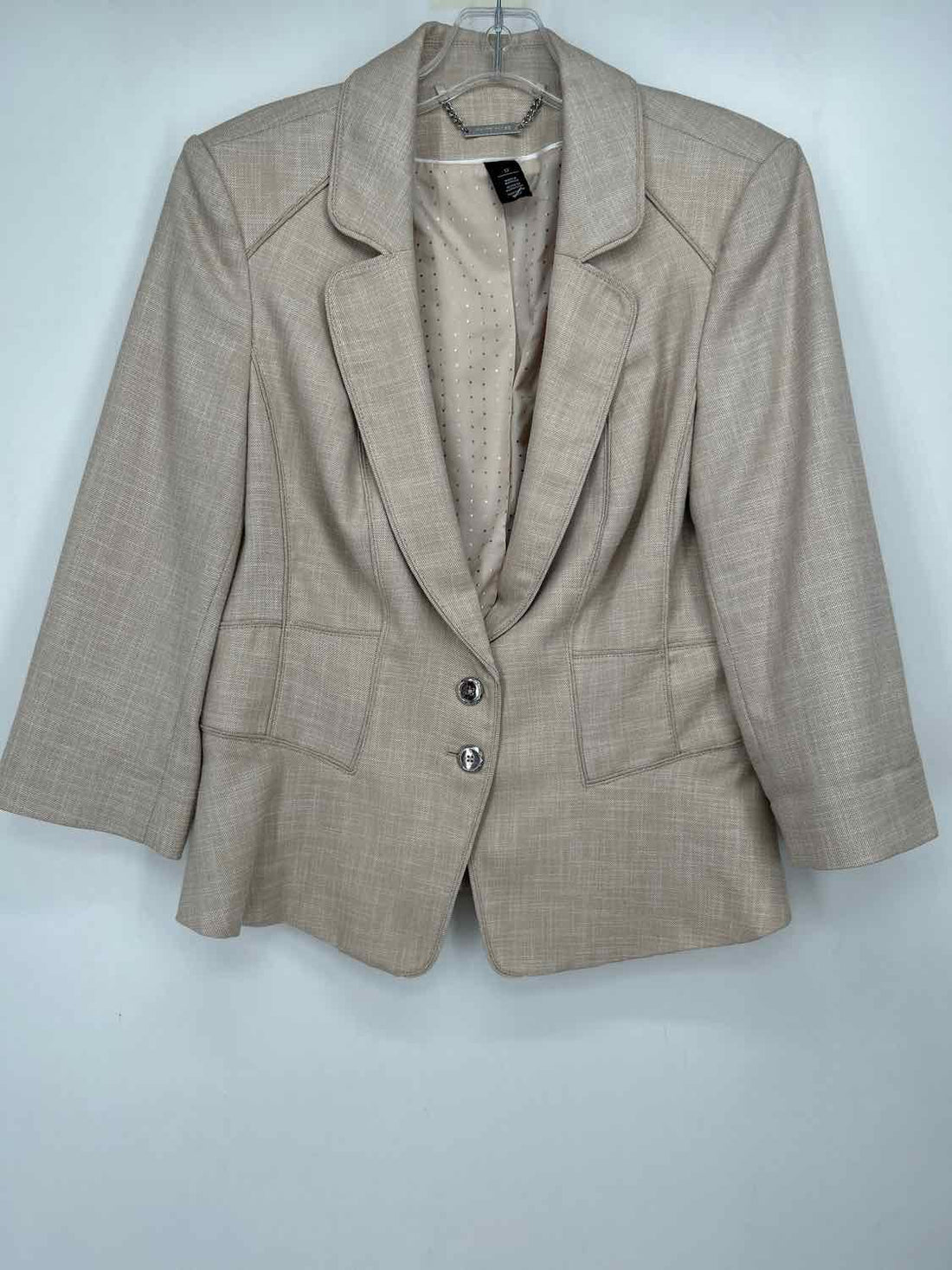 White House Black Market Size 12 Beige & White Blazer