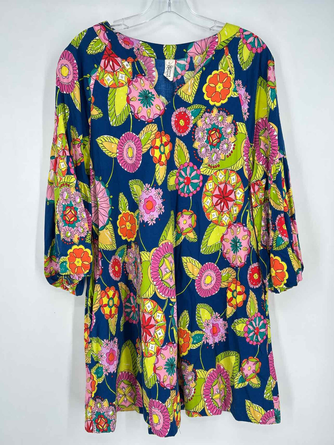 Uncle Frank Size M Dark Blue Floral Long Sleeve Dress