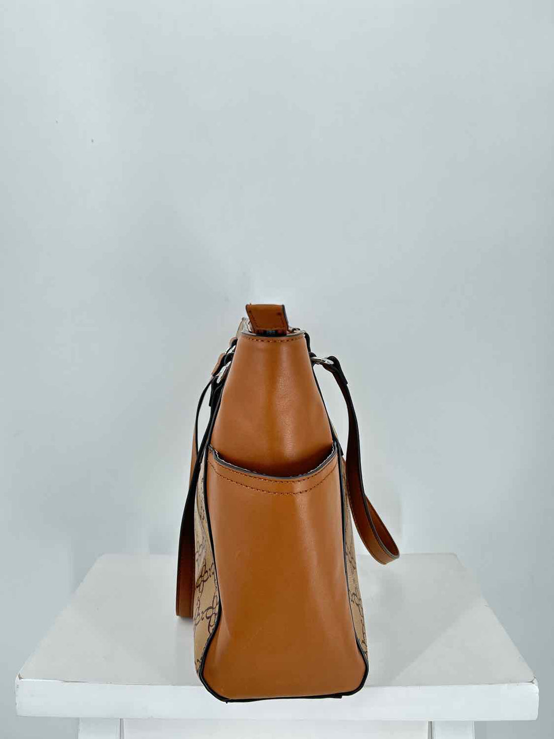 Nine West Brown Print Faux Leather Pre Owned Tote