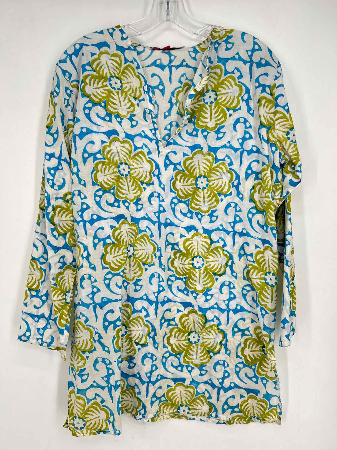 Barbara Gerwit Size L White & Blue Print Long Sleeve