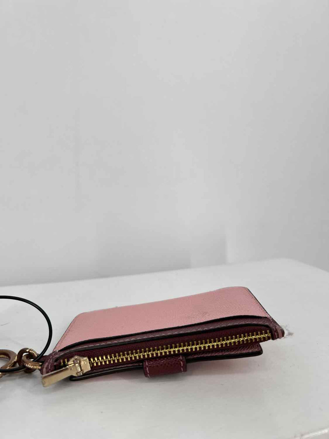 Coach pink & wine Card Case  Pebbled Leather Wallet