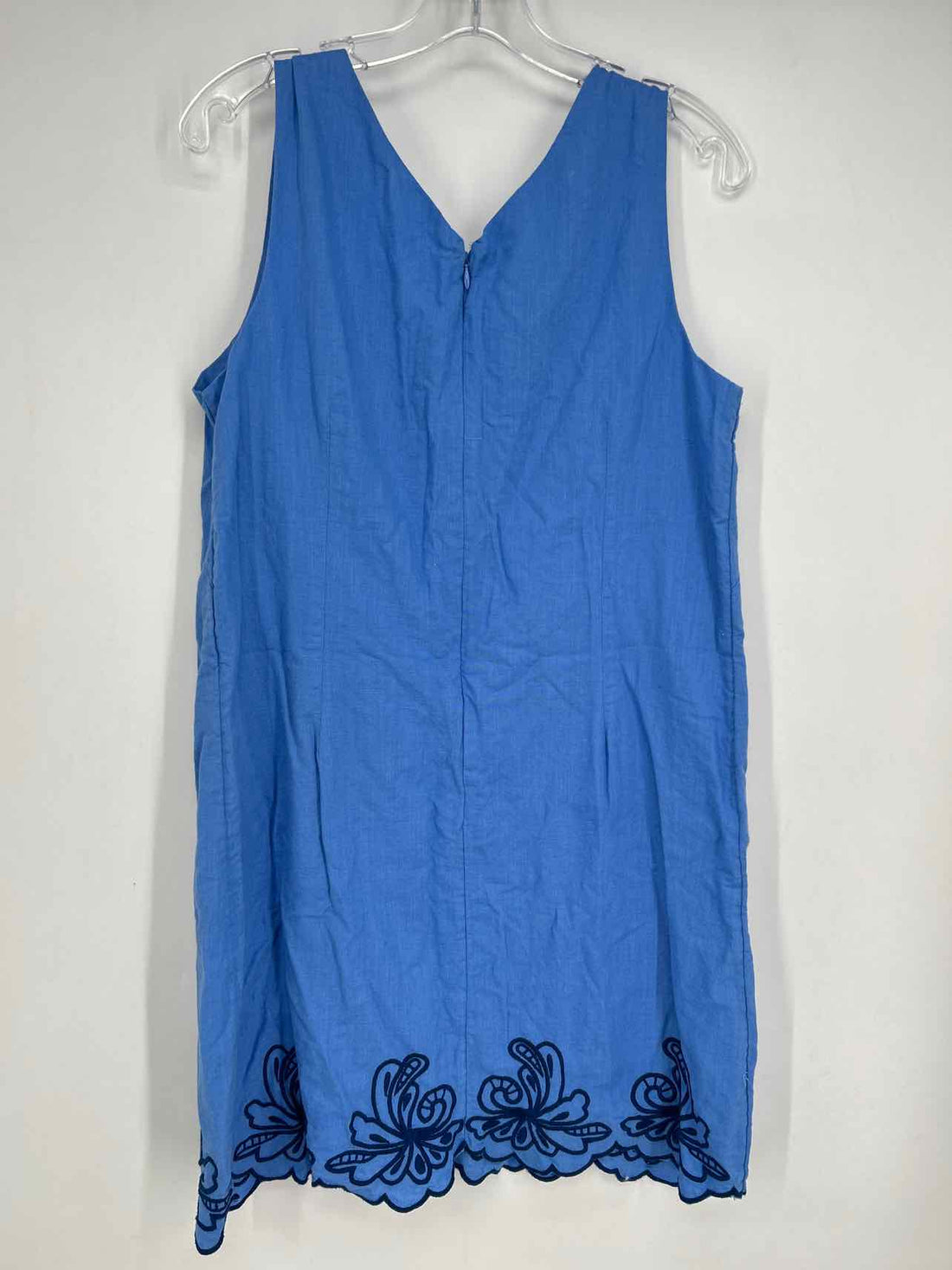 Talbots Size 12P Blue & Navy Embroidered Sleeveless Dress