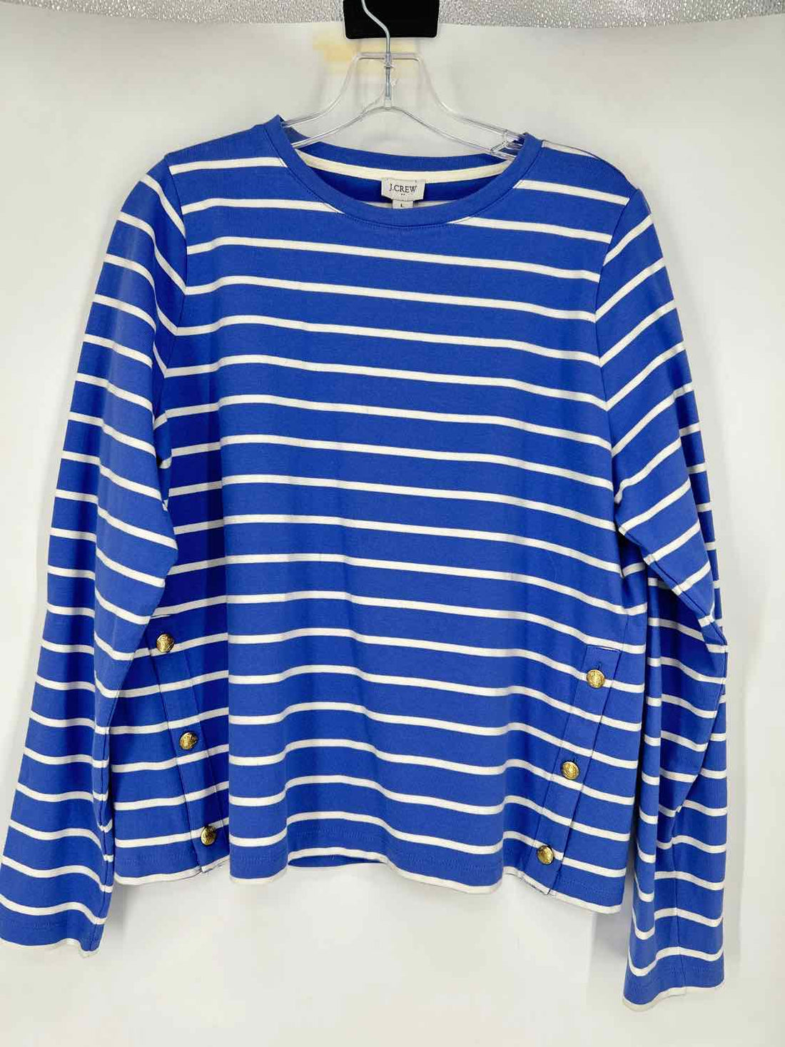 J Crew Size L Blue & White Striped Long Sleeve