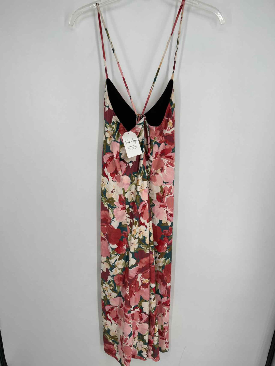 Sadie & Sage Size M Pink & Dark Green Floral Velvet NWT Dress