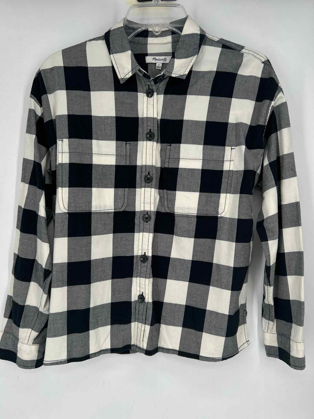 Madewell Size S Black & White Gingham Long Sleeve