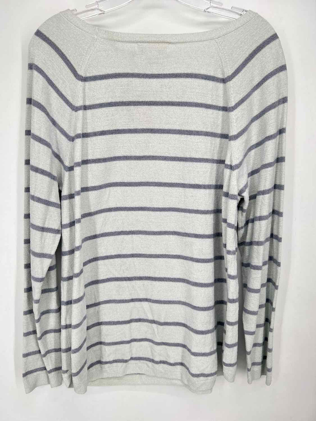 Barefoot Dreams Size L Pale Gray Striped Sweater