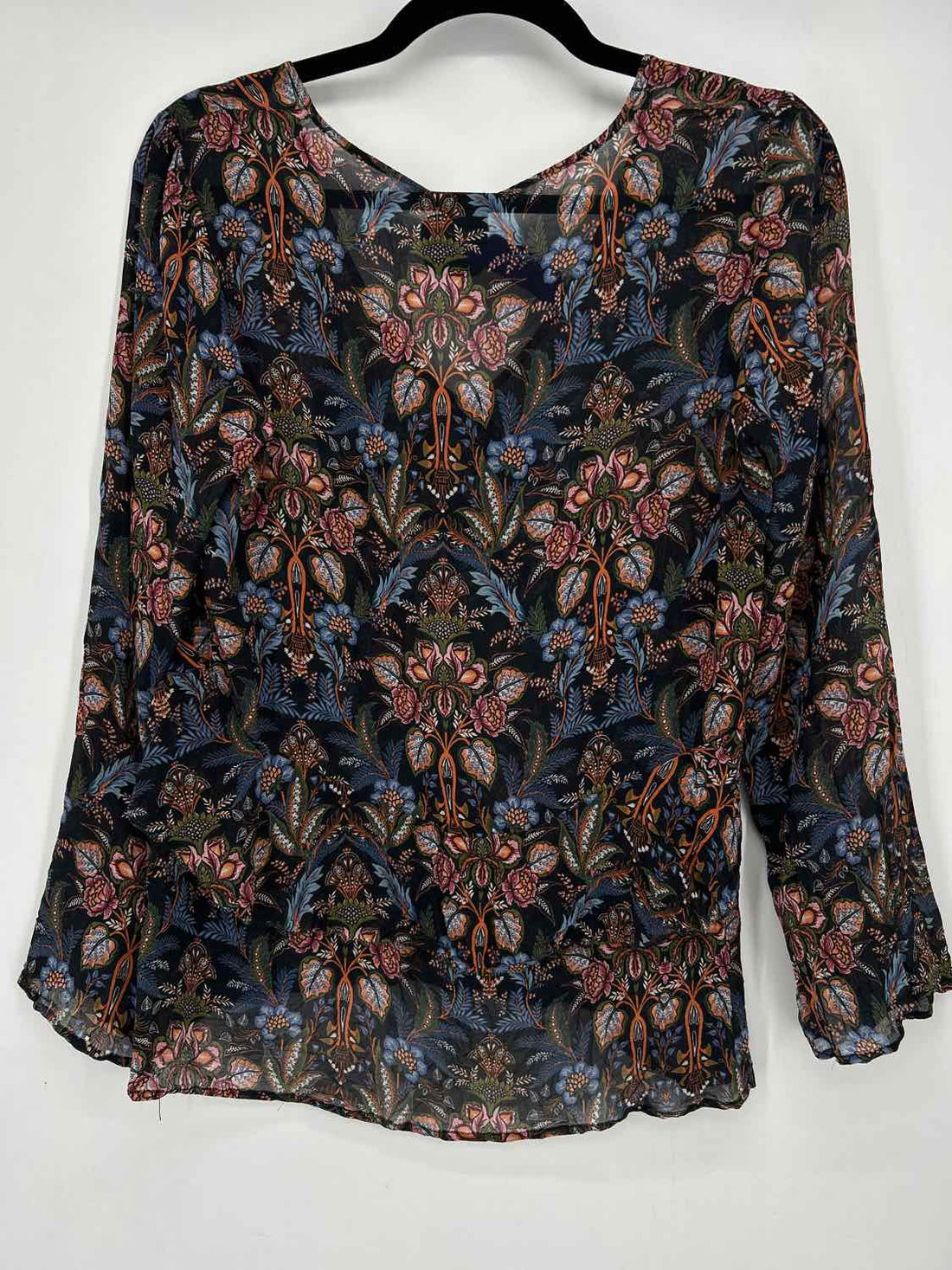 Ecru Size S Navy & Orange Floral Long Sleeve