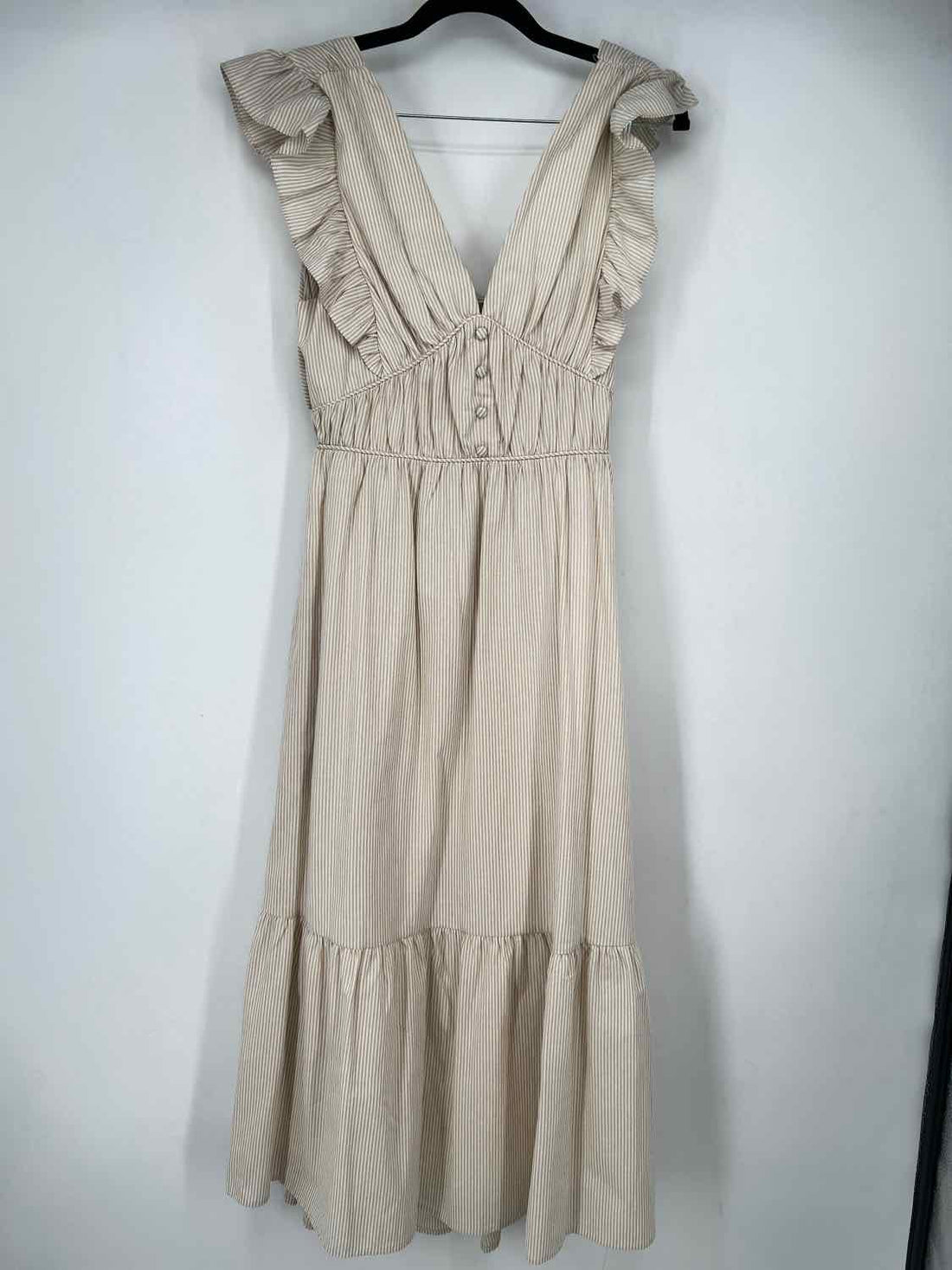 Allie Rose Size L Tan & White Striped NWT Dress