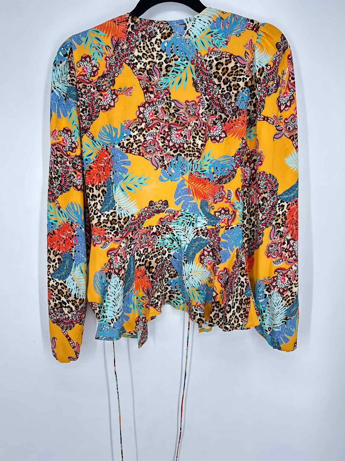 Robert Graham Size XS Orange Print Silk Blend Long Sleeve