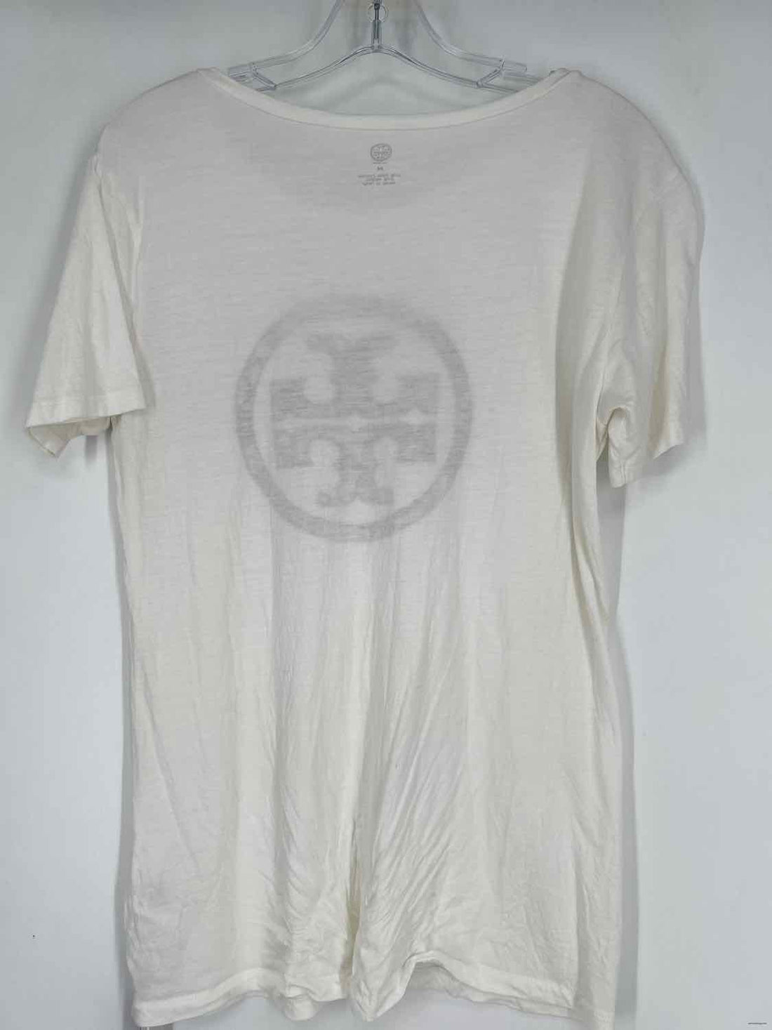 Tory Burch Size M White Print Short Sleeve