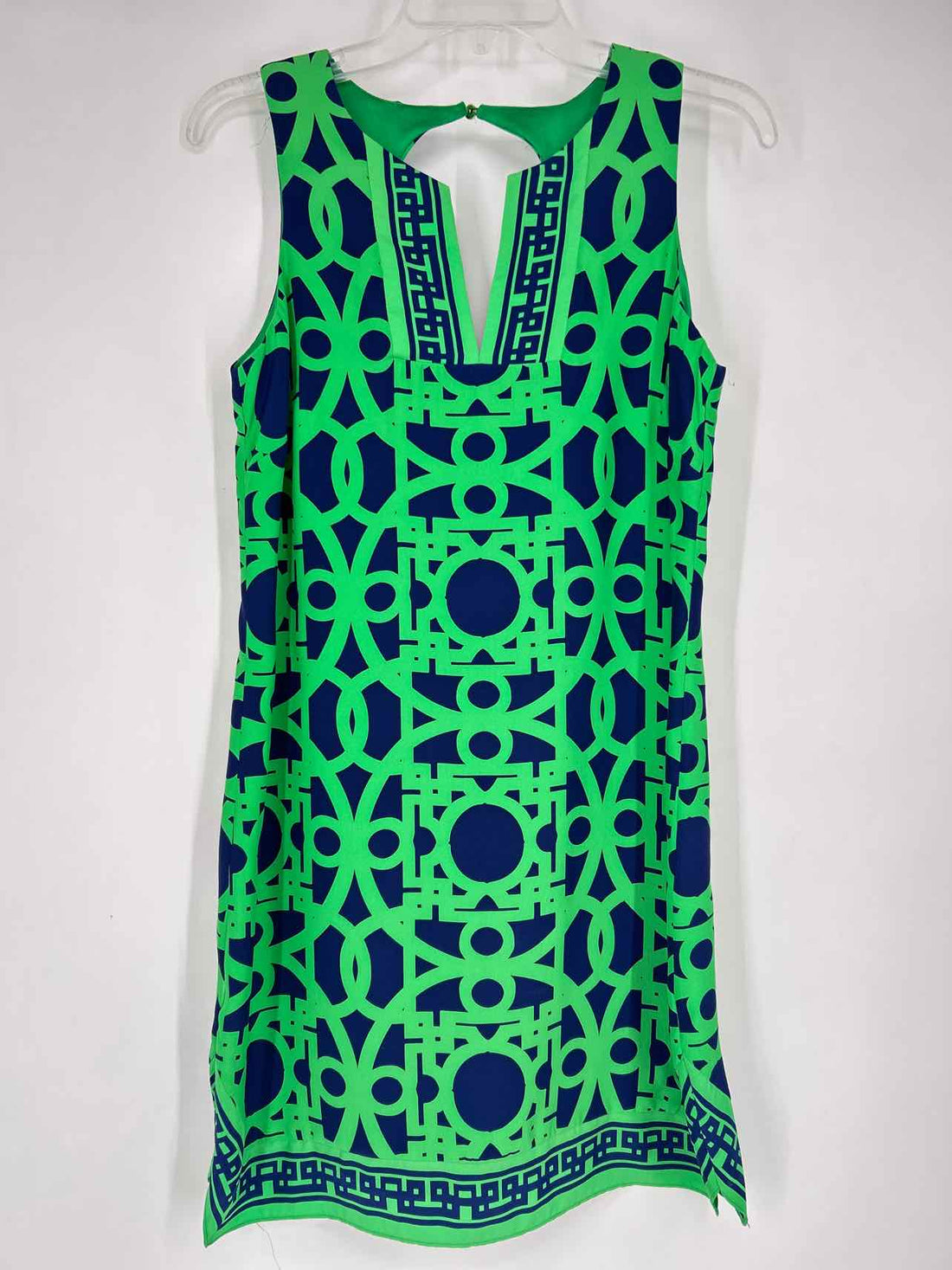 Alice & Trixie Size XS Green & Navy Silk Sleeveless Dress