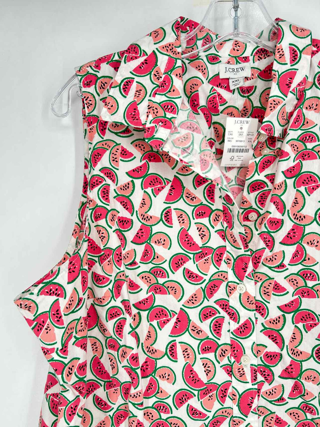 J Crew Size XXL White Print NWT Top/Blouse