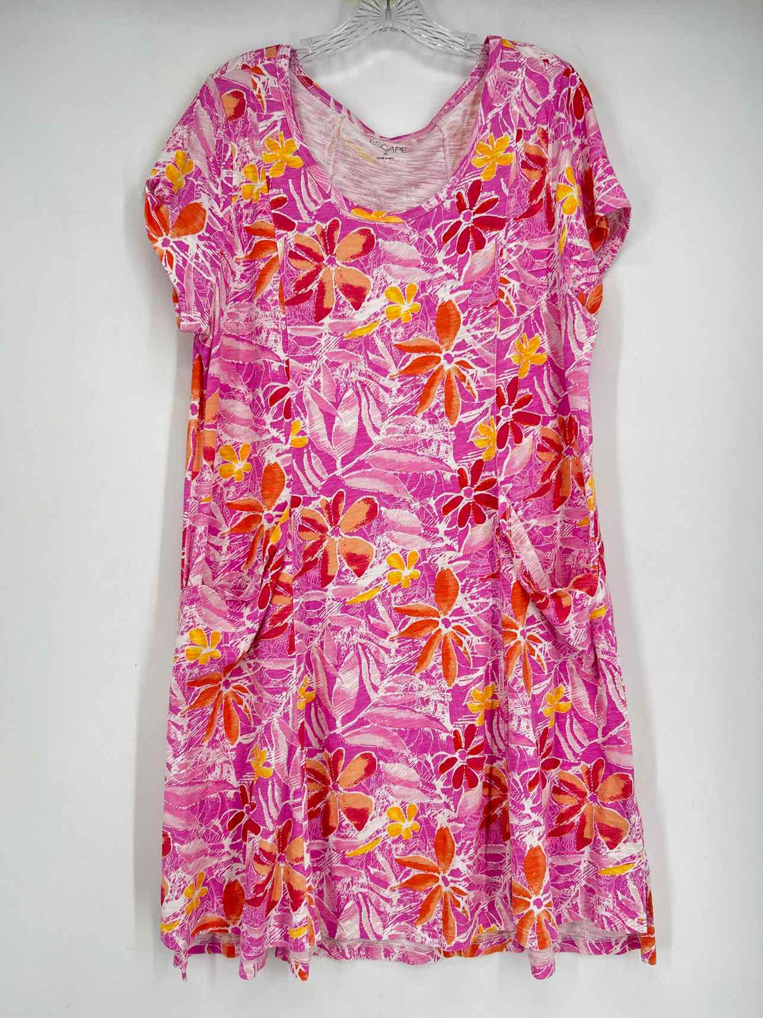 Escape By Habitat Size XL Pink Floral Short Sleeve Dress