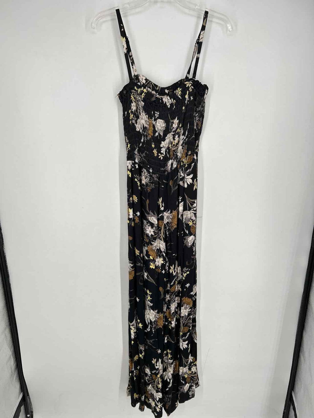 Pilcro Size S Black Floral Sleeveless Jumpsuit