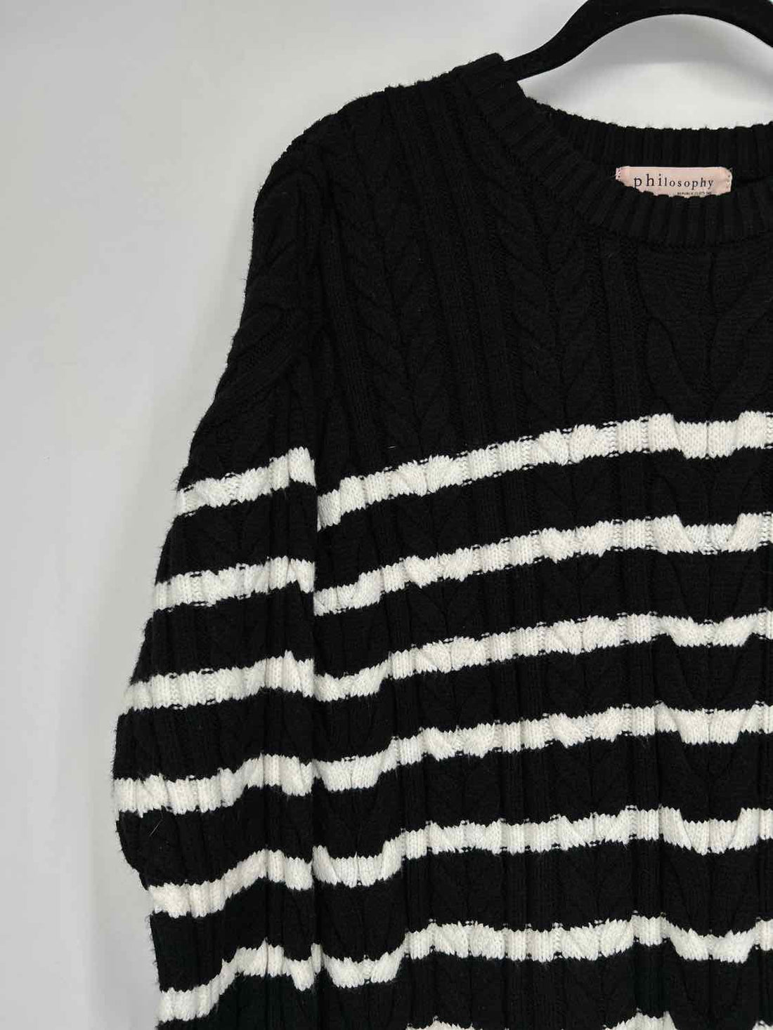 Philosophy Size L Black & White Striped Sweater