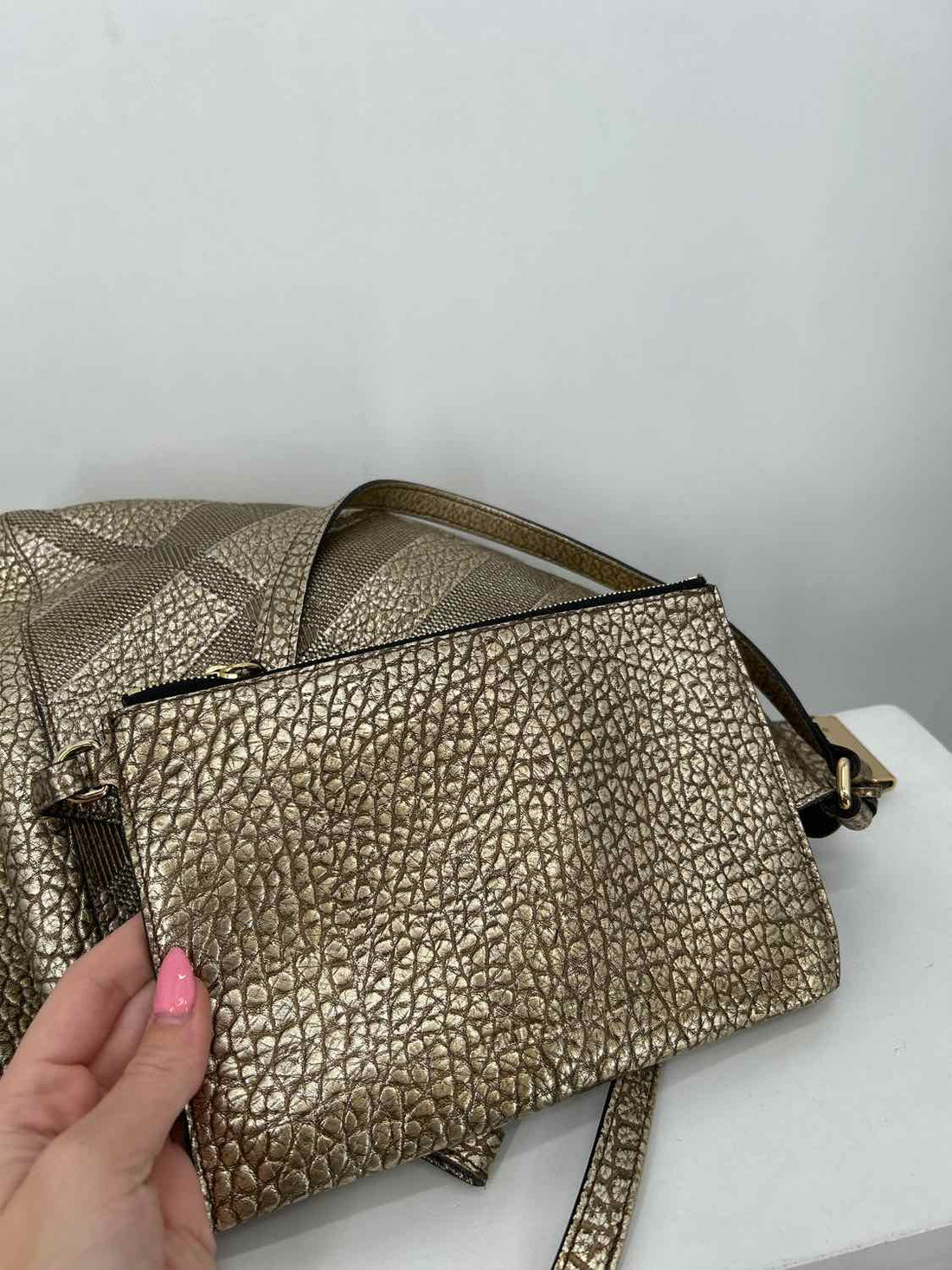 Burberry Gold Genuine Leather LUXURY