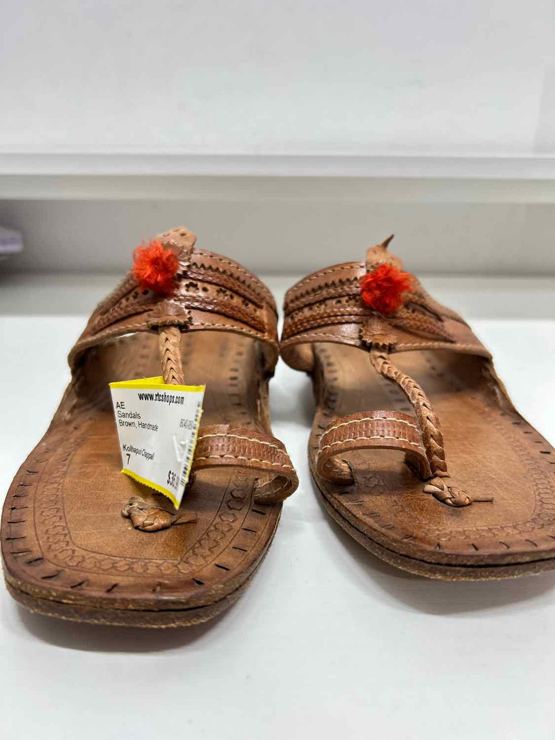 Kolhapuri Chappal Women Size 7 Brown Handmade Sandals