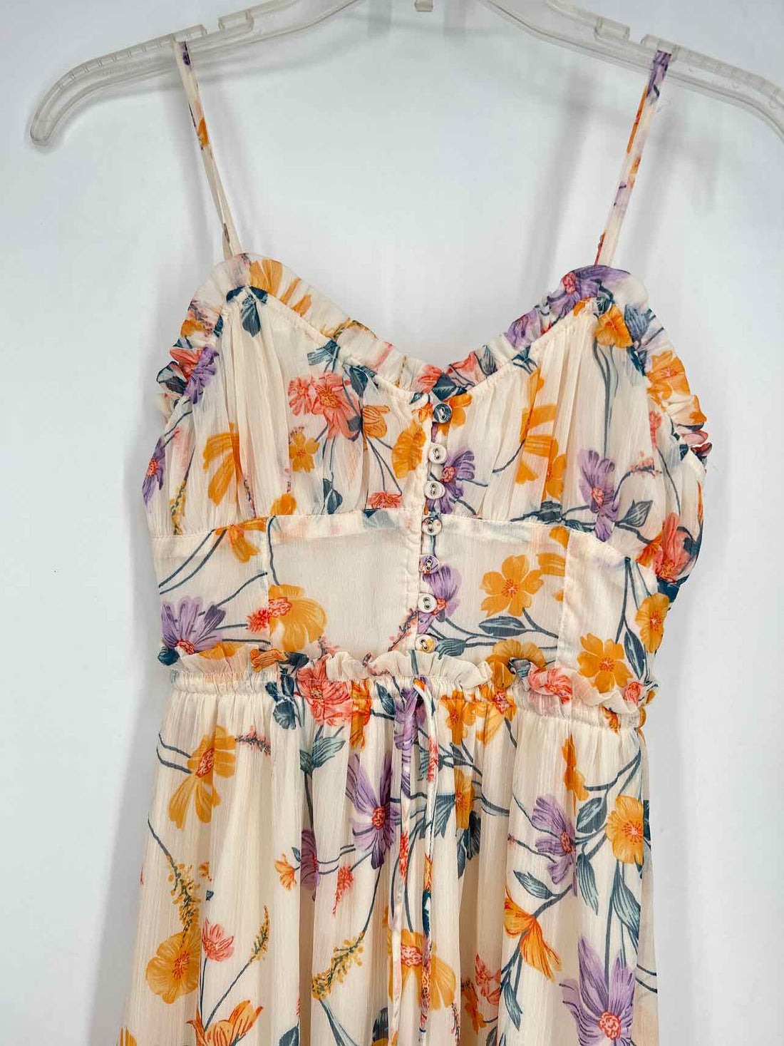 Patrons of Peace Size XS Cream Floral Sleeveless Maxi