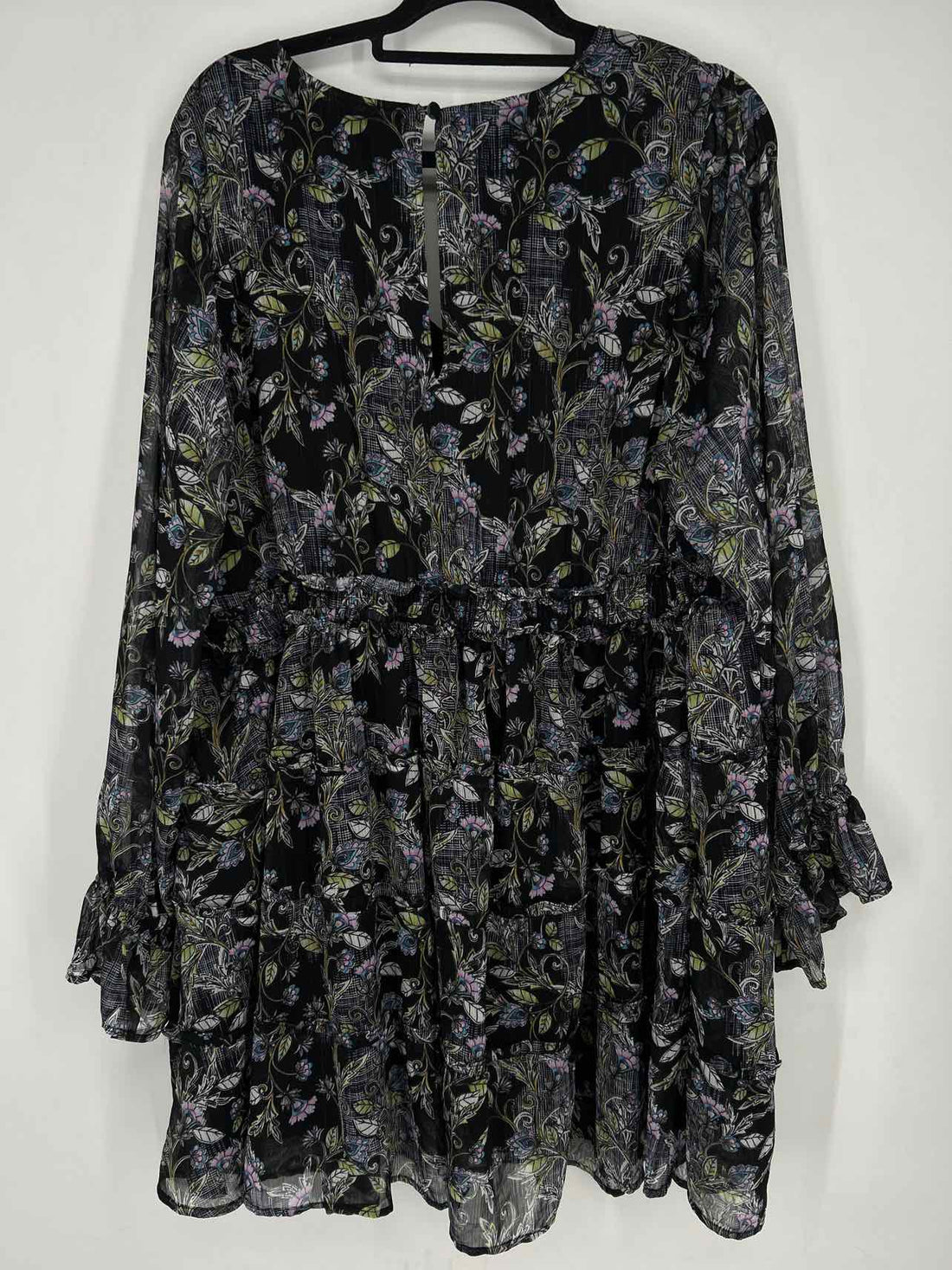 Torrid Size 2X Black Floral Long Sleeve Dress