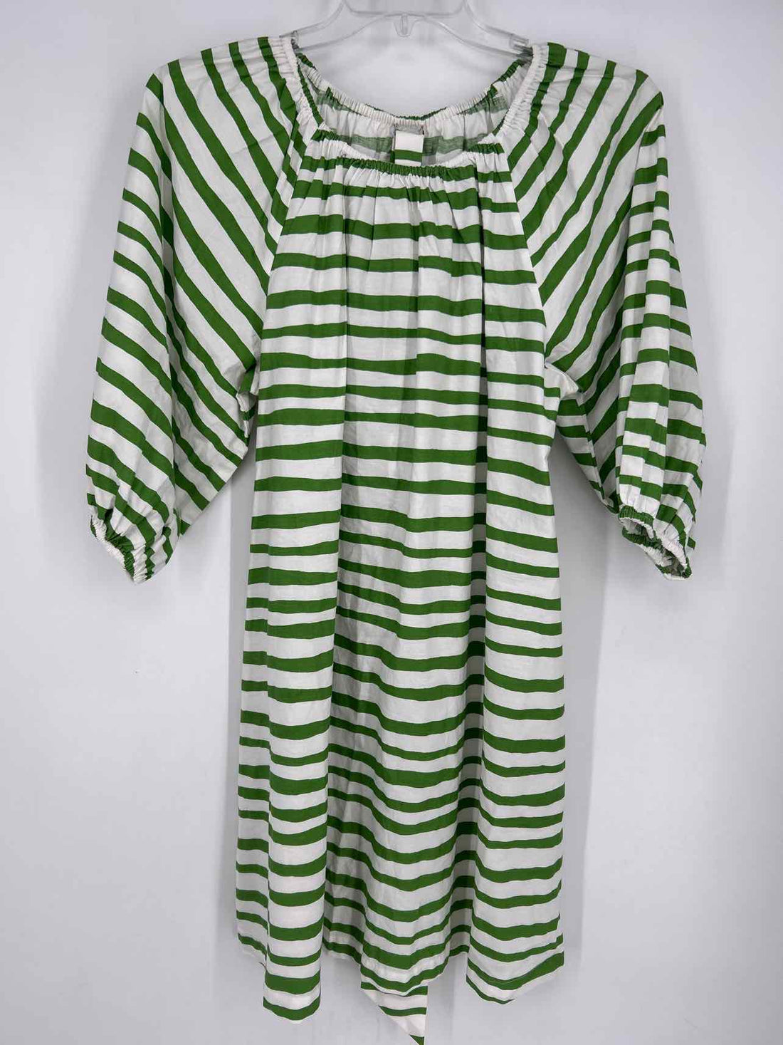 Frances Valentine Size M White & Green Striped Long Sleeve Dress