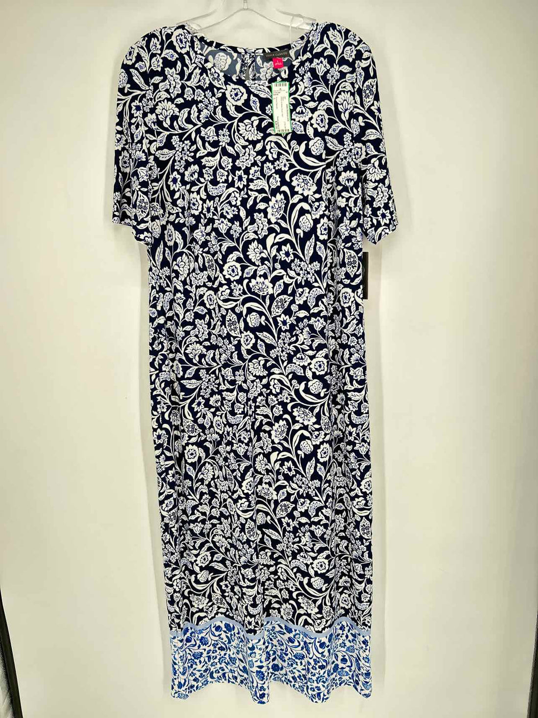 Vince Camuto Size L Navy & White Floral NWT Maxi