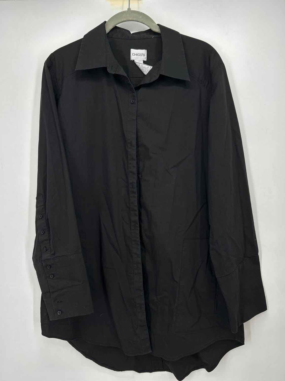 Chicos Size 2(L) Black Vintage Long Sleeve