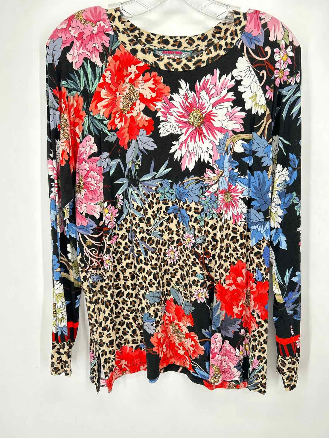 Johnny Was Size L Black Print Long Sleeve